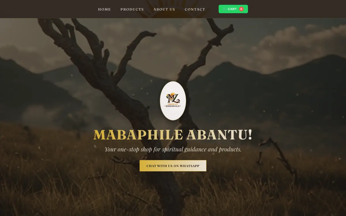 Opening view of the Mabaphile Abantu website