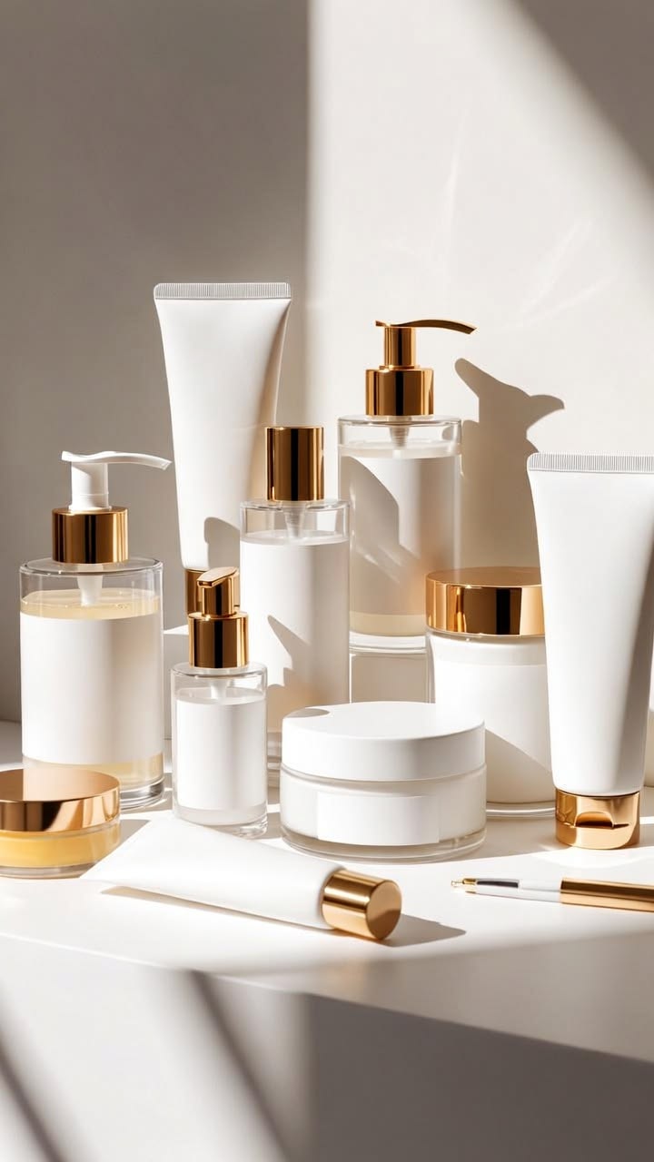 Luxury oil dropper and cream display